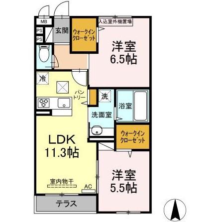 ビアンカ日吉Ⅲ(2LDK/1階)の間取り写真