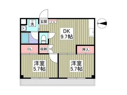 パークノヴァ(2DK/2階)の間取り写真