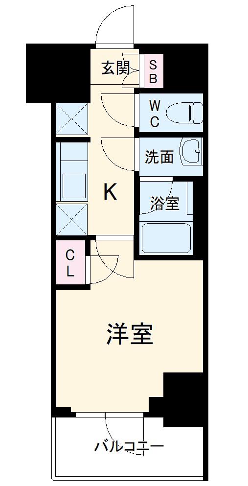ハーモニーレジデンス川崎002(1K/7階)の間取り写真