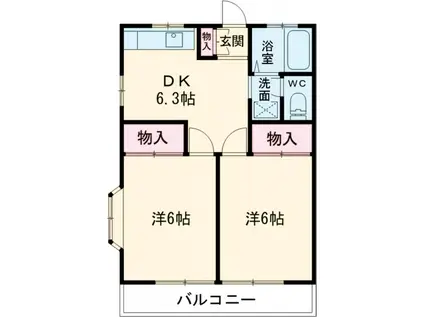 K-SHOWハイツ6(2DK/2階)の間取り写真