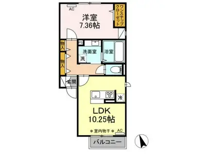 グランドゥール Ⅰ(1LDK/2階)の間取り写真