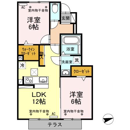 メゾンラポール生桑(2LDK/1階)の間取り写真