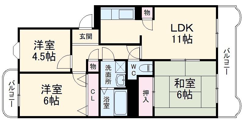 グレースヒル足柄(3LDK/1階)の間取り写真