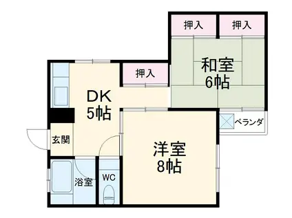 山門町マンション(2DK/2階)の間取り写真