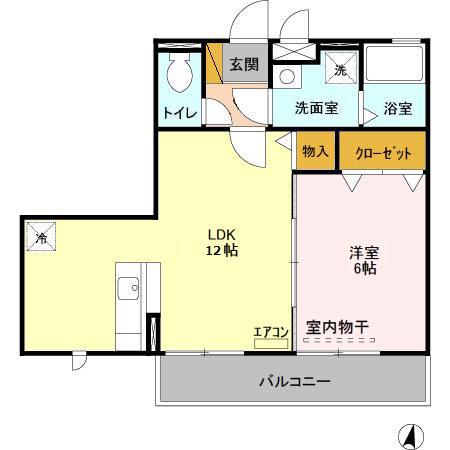 ラフィネ・タウン1(1LDK/2階)の間取り写真
