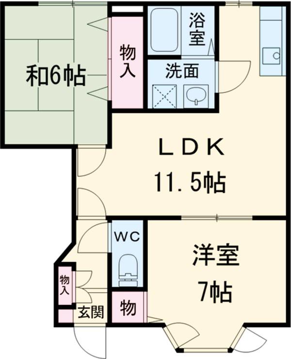 パティオ クレスト(2LDK/1階)の間取り写真