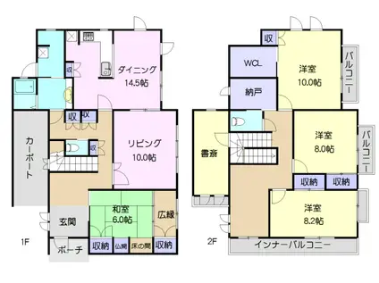 名鉄名古屋本線 東岡崎駅 徒歩15分 2階建 築28年(5SLDK)の間取り写真