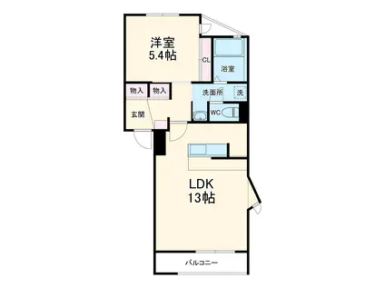 マーサ和地山(1LDK/3階)の間取り写真