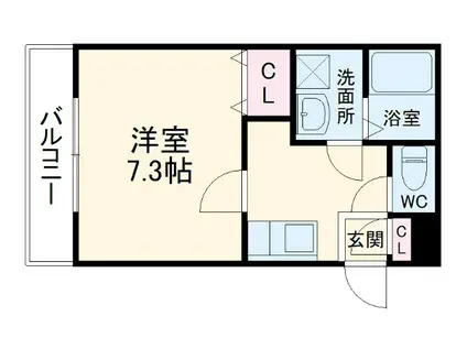 ジーメゾン八千代(1K/2階)の間取り写真