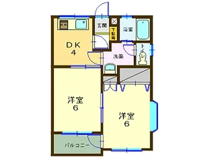 ヴィラメゾンHIRO(2DK/2階)の間取り写真