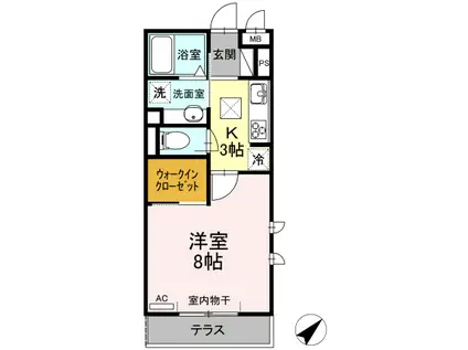 サンレスト B棟(1K/3階)の間取り写真