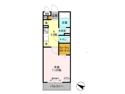 グランドソレイユBABA(1K/3階)の間取り写真