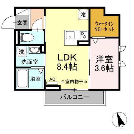 アベニュー有玉(1LDK/3階)の間取り写真