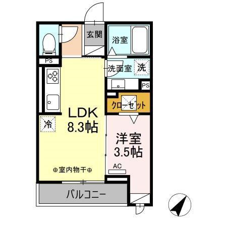 LANDSCAPE(1LDK/1階)の間取り写真
