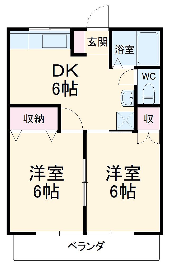 マルナカハイツ(2DK/3階)の間取り写真