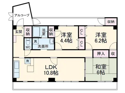 HAKビル(3LDK/5階)の間取り写真