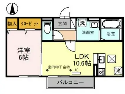 ゼルコバ Ⅱ(1LDK/2階)の間取り写真