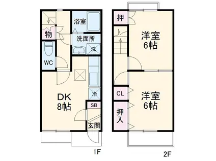 COMFORT YAMAHISA B(2DK)の間取り写真