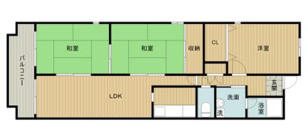 ルノン茨木(3LDK/4階)の間取り写真