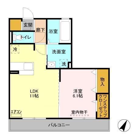 グリーンアレイC(1LDK/3階)の間取り写真