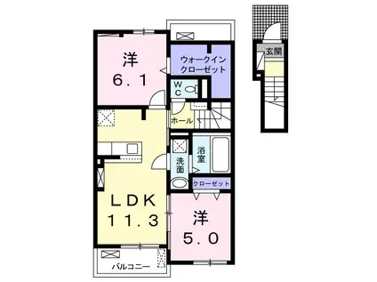 グランディオーソ(2LDK/2階)の間取り写真