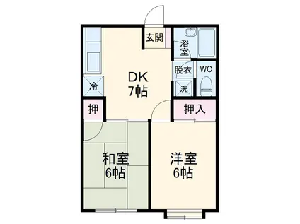 エルディムタカヨシⅠ(2DK/2階)の間取り写真