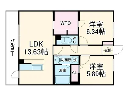 DUNE(2LDK/4階)の間取り写真