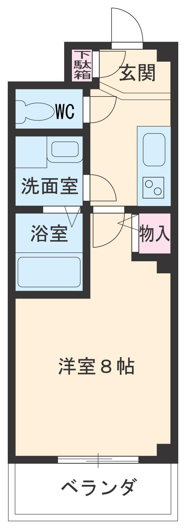 リバース(1K/1階)の間取り写真