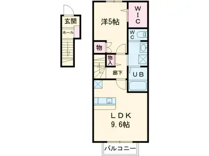 パークハウス A棟(1LDK/2階)の間取り写真