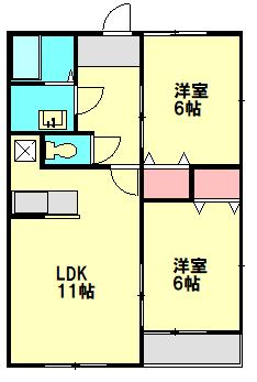 ブルーコート(2LDK/2階)の間取り写真