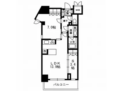 レジディア杉並方南町(1SLDK/8階)の間取り写真