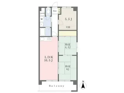 ニューコーポ植田1(3LDK/3階)の間取り写真