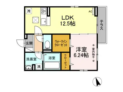 サンティエ2(1LDK/1階)の間取り写真