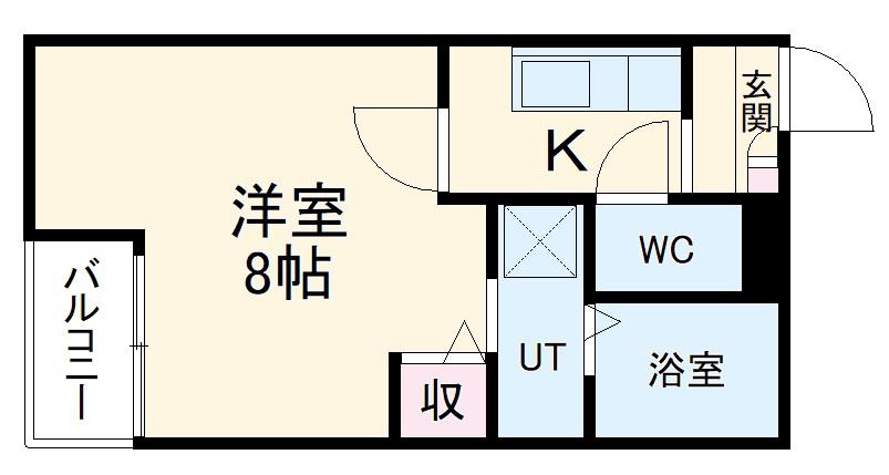 ヴィラ前之輪(1K/3階)の間取り写真