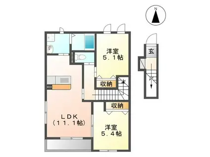 EARTH GARDEN Ⅱ(2LDK/2階)の間取り写真