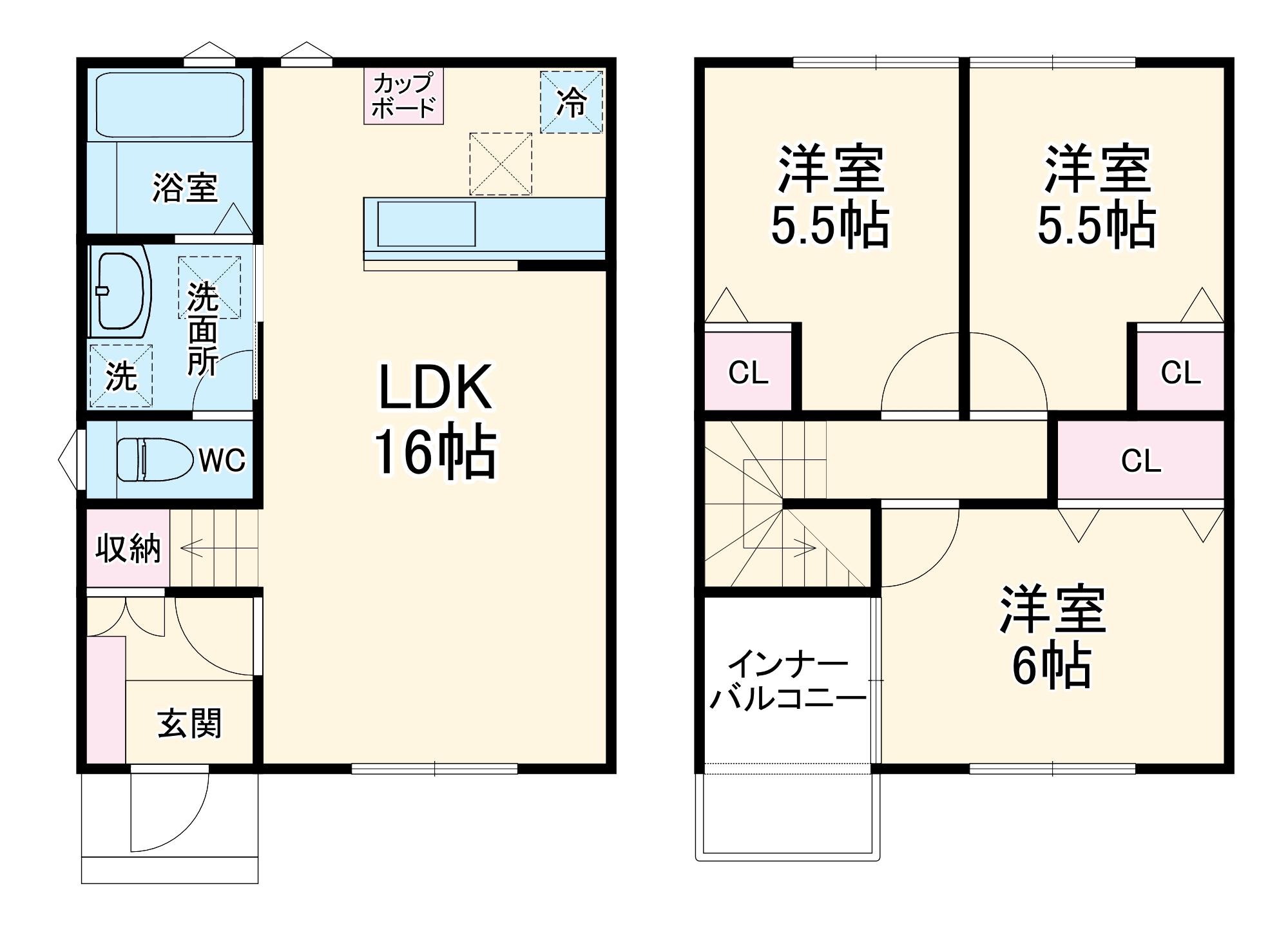 名鉄三河線 土橋駅(愛知) 徒歩3分 2階建 築4年(3LDK)の間取り写真