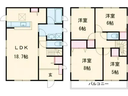 東武鉄道宇都宮線 壬生駅 徒歩5分 2階建 築9年(4LDK)の間取り写真