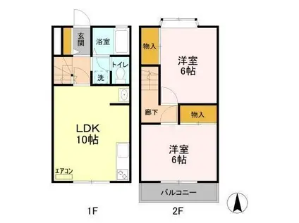 メゾン・ヒロ D(2LDK)の間取り写真