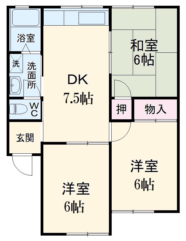アサヒハイツⅢ(3DK/2階)の間取り写真
