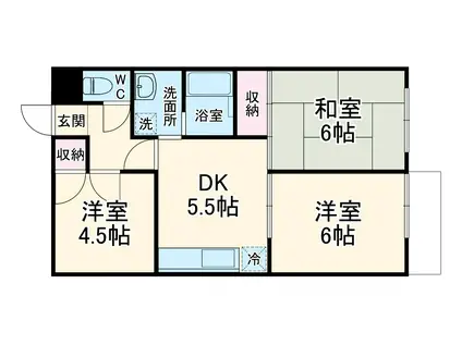 ビューハイツ有松(3DK/1階)の間取り写真