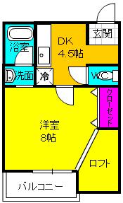 リバーサイドN(1K/2階)の間取り写真