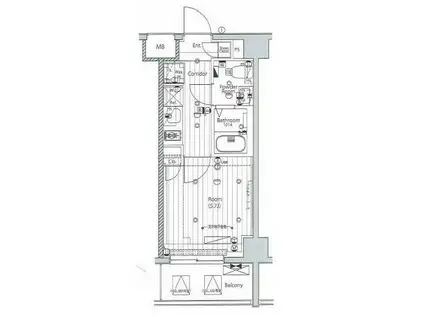 メイクス武蔵小杉2(1K/2階)の間取り写真