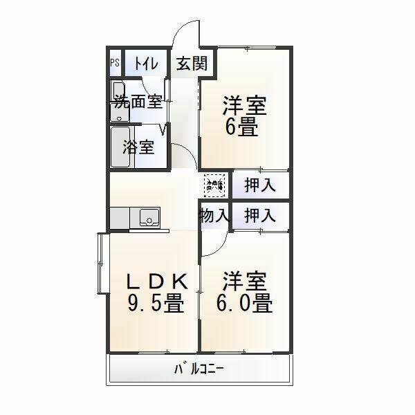 シャインハイム池端(2LDK/4階)の間取り写真