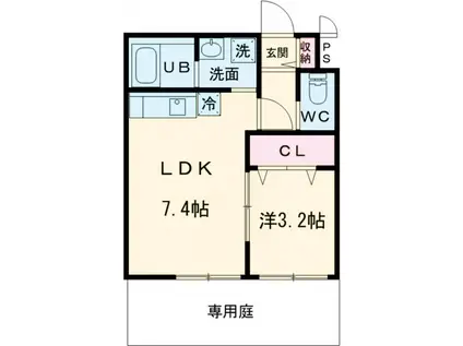 マレッタ京都天神川(1DK/1階)の間取り写真