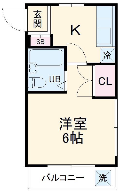 シャインハイム草加新田Ⅰ(1K/3階)の間取り写真