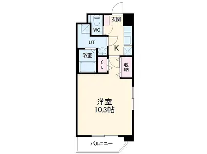 HF今池南レジデンスウエスト(1K/2階)の間取り写真