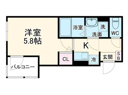 メルディア上峰4丁目(1K/1階)の間取り写真