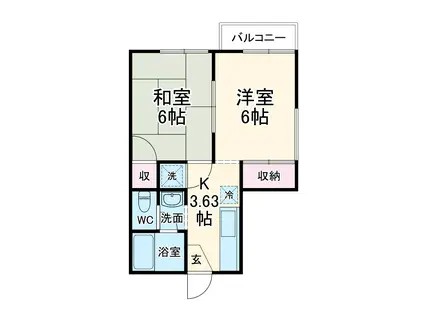 コーポ・ヒラモト(2K/2階)の間取り写真