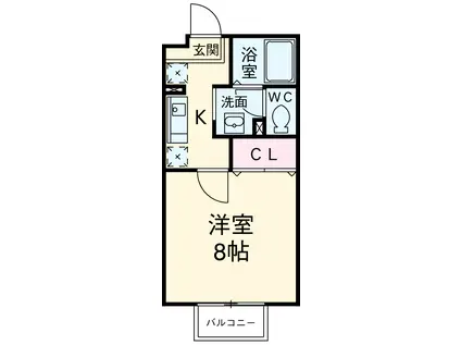 ポレール・K(1K/2階)の間取り写真