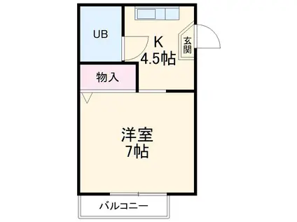 パインハイツ(1K/2階)の間取り写真